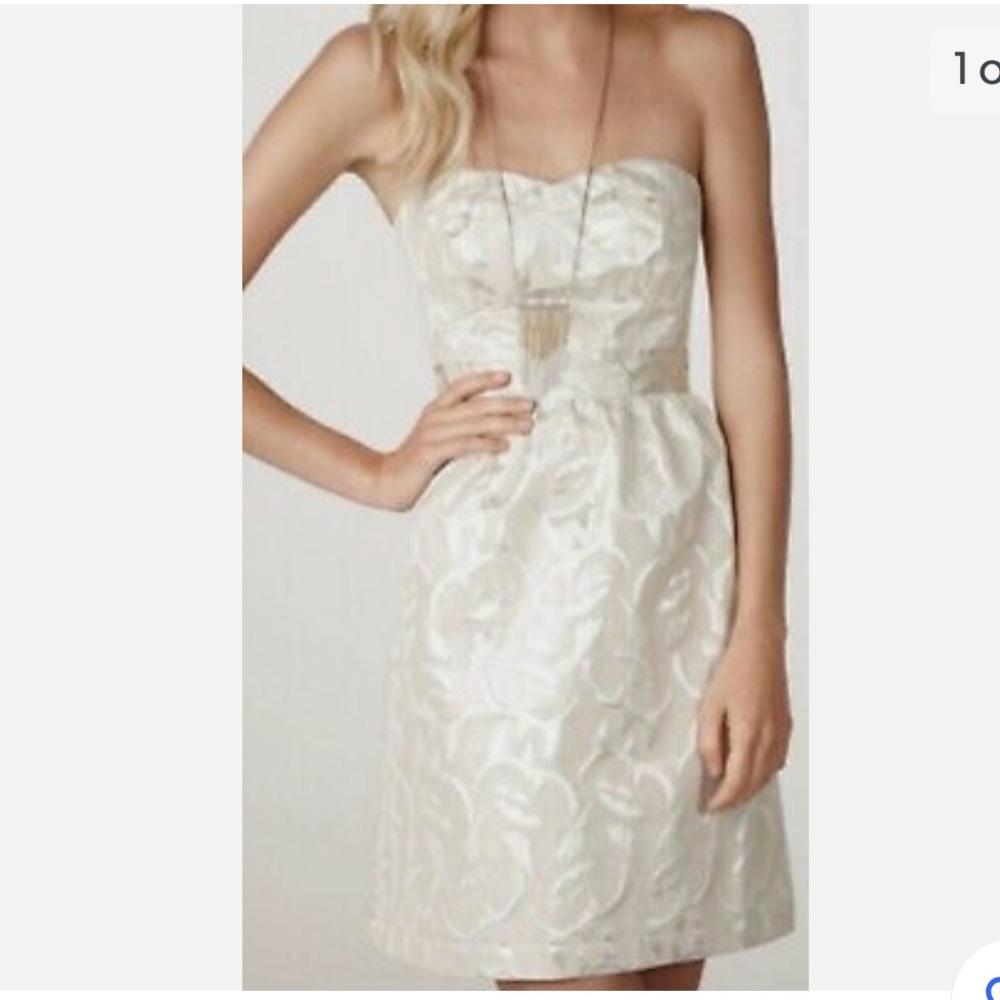 NWT American Eagle Dress Mini Strapless Metallic Printed‎ Short Zip Womens S